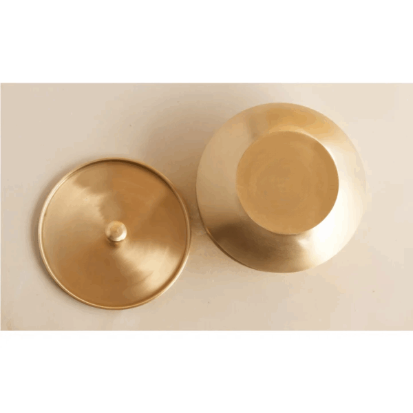 Pure Brass Designer Matt Finished Handi with Lid, Tableware, Serveware, 12cm - Image 3