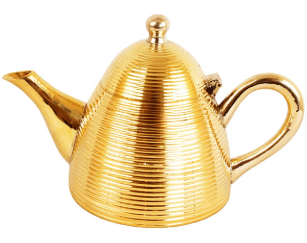 Handmade Pure Brass Cone Lining Tea Pot Kettle, Serving Tea Coffee - 500ml