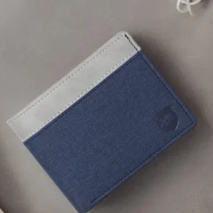 Embellished Men's Wallet, Blue & White, 3 Card Slots, 2 Currency & Secret Compartments, 1 Coin Pocket