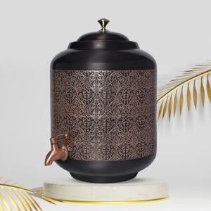 Copper Carving Water Dispenser Matka Vessels Container Pot with Stainless Steel