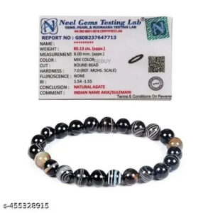 Hakik/Banded Agate Onyx Bracelet 8MM Beads Natural Crystal Valentine Gift