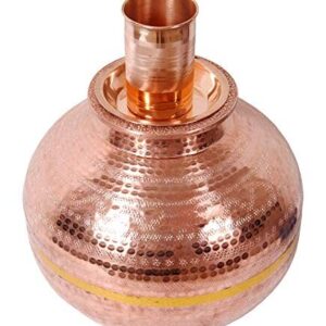 Pure Copper Matka Water Dispenser Container Pot with 1 Glass Tumbler, 12 litres