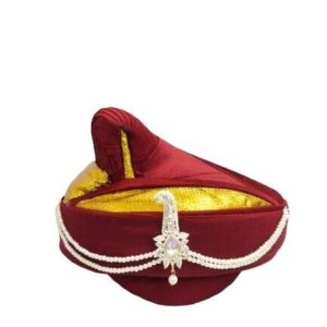 raditional Handstitch Ready To Wear Maroon Colour Peshwai Pagdi (Turban/Safa) Fo