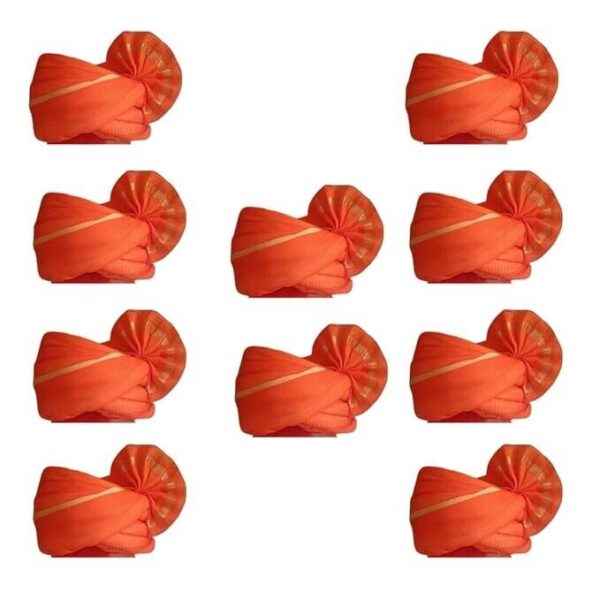 Safa Pagdi for Pooja Traditional Saffron Turban Religious Wedding Party Groom a - Image 2