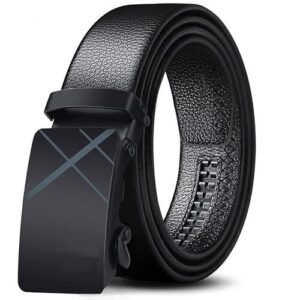 Men's Vegan Leather Belt for Men, Formal/Casual,Autolock,Black | Fit on up to 38