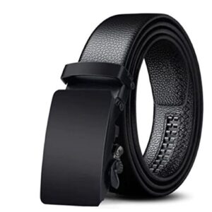 Men's Faux Leather Belt Automatic Buckle (Black;Free Size) (Pack of 1)