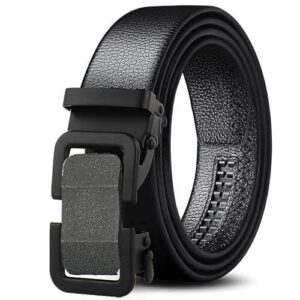 Men's Vegan Leather Belt for Men, Formal/Casual,Autolock,Black | Fit on up to 40