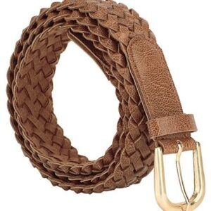 ARTIFICIAL LEATHER CASUAL BROWN BRAIDED BELT FOR WOMEN