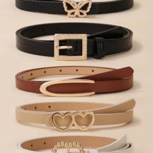 Fashion Leather Belts For Women And Girls 5 Pcs Combo Stylish Waist Belt For Dre