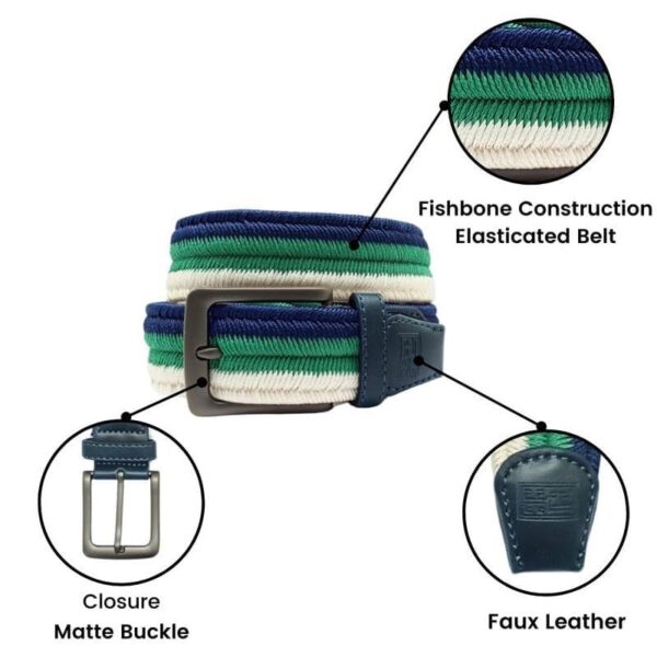 Hub Unisex Stretchable Woven Fabric Belt with Fishbone Weave | Hole-Free Design - Image 5