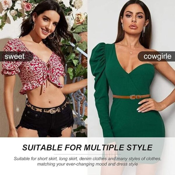 Skinny Women Leather Belt for Dresses Thin Waist Belt for Jeans Pants with Buckl - Image 5