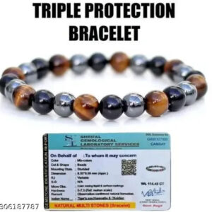 Triple protection natural with sertificate bracelet (8mm) Valentine Gift
