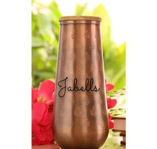Pure Copper Surai Design Bedroom water Bottle Brass Bottom With built-in Glass, - Image 6
