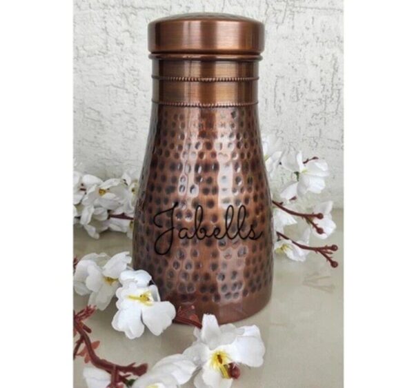 Pure Copper Surai Design Bedroom water Bottle Brass Bottom With built-in Glass, - Image 8