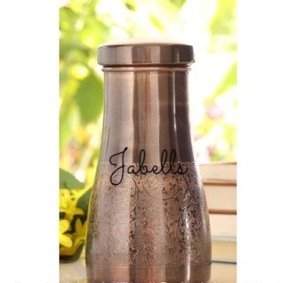 Pure Copper Surai Design Bedroom water Bottle Brass Bottom With built-in Glass, - Image 13