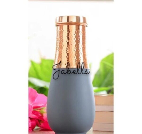 Pure Copper Surai Design Bedroom water Bottle Brass Bottom With built-in Glass, - Image 19