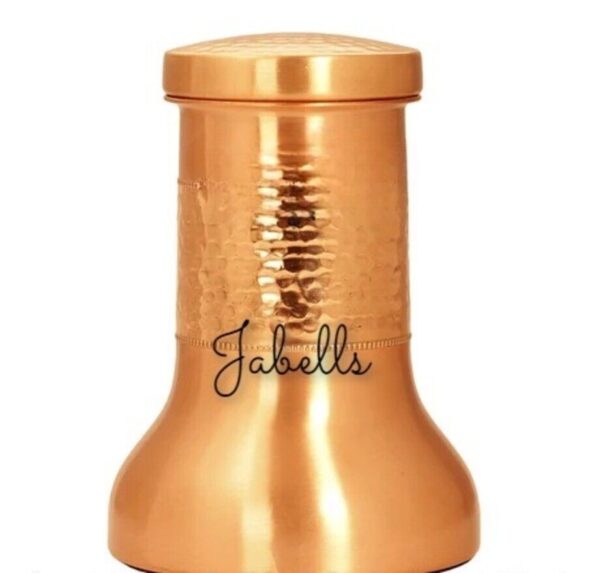 Pure Copper Surai Design Bedroom water Bottle Brass Bottom With built-in Glass, - Image 21