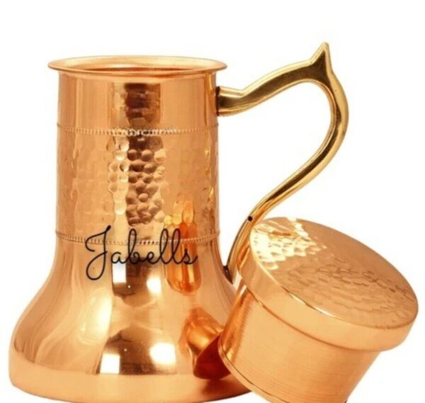 Pure Copper Surai Design Bedroom water Bottle Brass Bottom With built-in Glass, - Image 24