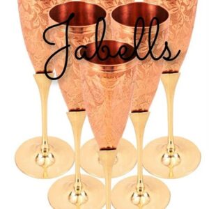 Set of 6 Copper Brass Leaf Designed Champange Glasses- 150ML each - Serving Cham