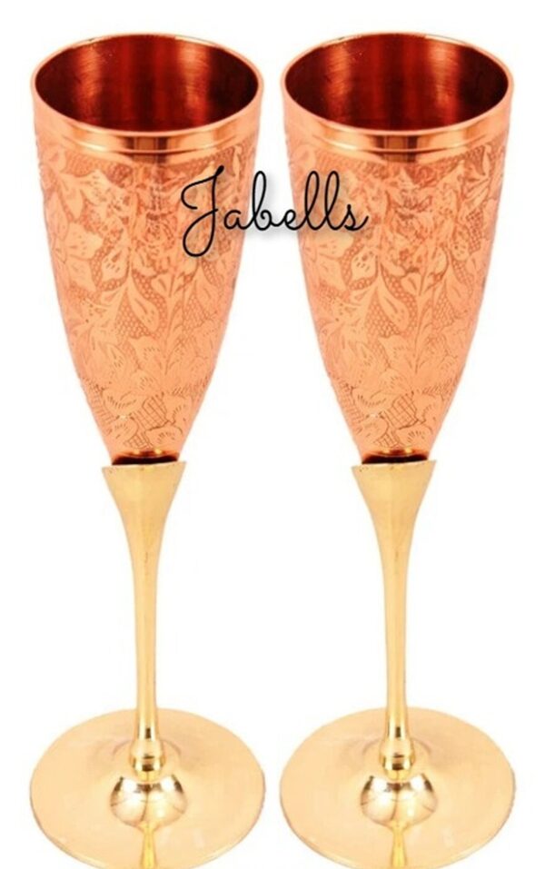 Set of 6 Copper Brass Leaf Designed Champange Glasses- 150ML each - Serving Cham - Image 15