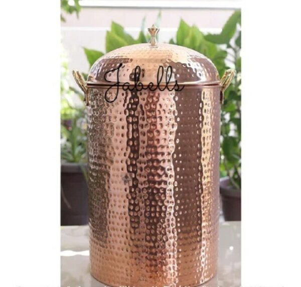 Pure Copper Hammered Design Matka/Pot with Lid & Brass Knob On Top, Drinkware & - Image 8