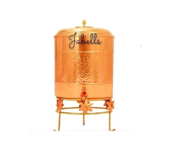 Pure Copper Hammered Design Matka/Pot with Lid & Brass Knob On Top, Drinkware & - Image 10