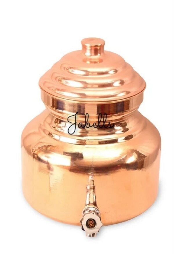 Pure Copper Hammered Design Matka/Pot with Lid & Brass Knob On Top, Drinkware & - Image 14