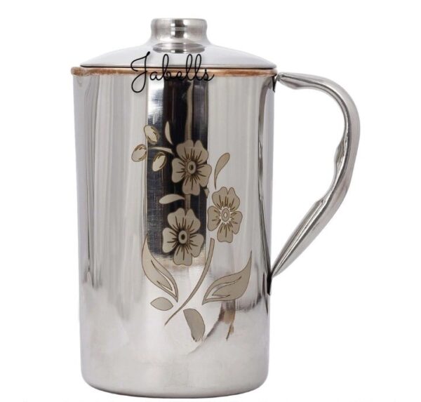 Copper Tin Mughlai Hammered Design Antique Dark Tone Jug with Brass Handle & Bot - Image 11