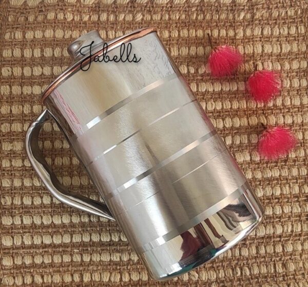 Copper Tin Mughlai Hammered Design Antique Dark Tone Jug with Brass Handle & Bot - Image 13