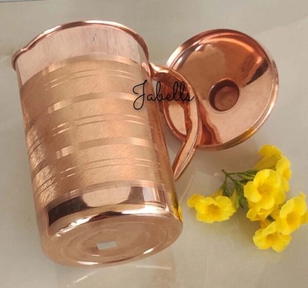 Copper Tin Mughlai Hammered Design Antique Dark Tone Jug with Brass Handle & Bot - Image 20