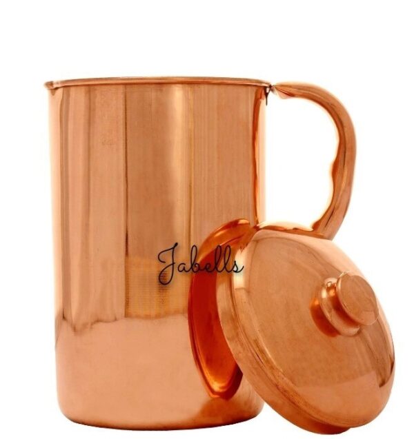 Copper Tin Mughlai Hammered Design Antique Dark Tone Jug with Brass Handle & Bot - Image 24