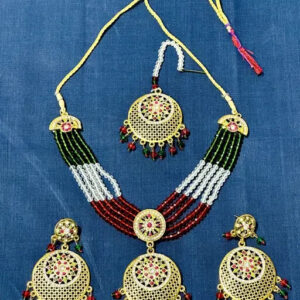 Kundan Jewelry Set Gold Plated Jadau Earings Pedand Chokar Women Girl Wedding da