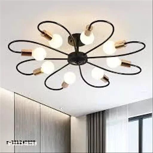 Metal Nordic Pendant Lights Lamps Modern Ceiling Light Hanging Lamp Home Decor Chandelier.(Bulb Not Included) (8 Light Black)