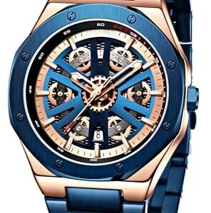 Endurance Series Skeleton Design Analog Quartz Watch for Men with Stainless Stee