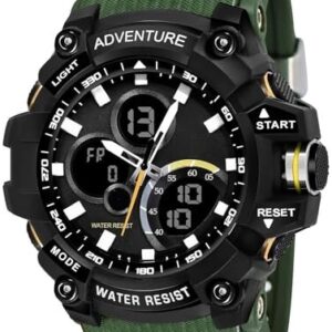 Analog Digital 3ATM Waterproof Sports Watch for Men and Boys with Backlight Alar