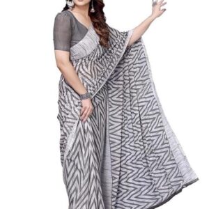 Women's Georgette Printed Saree with Unstitched Blouse Piece sari