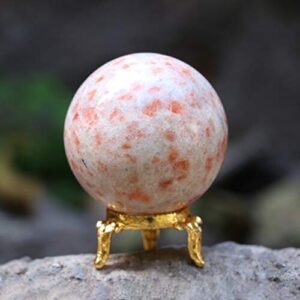 Sunstone Crystal Sphere Ball with Stand Natural Gemstone for Healing Crystals Pr