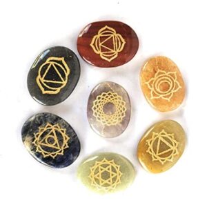 7 Chakra Palm Stones Seven Engraved Healing Crystals for Meditation Palm Therapy