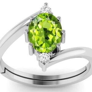 Certified Natural 5.25 Ratti 4.00 Carat Peridot Gemstone Silver Plated Adjustabl