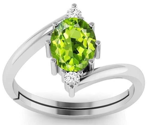Certified Natural 5.25 Ratti 4.00 Carat Peridot Gemstone Silver Plated Adjustabl
