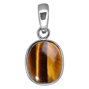 Natural Tiger's Eye Stone Ashtadhatu Pendant 16.25 Ratti 15.00 Carat Lab Certifi