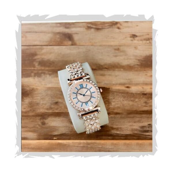 uxury Dial with Roman Marker in Diamond Studded Round case with brecelet Strap S - Image 8