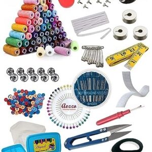 Double Layer Tailoring Travel Sewing Sets Kit Box with 24 Thread Spool, Needles,