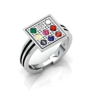 Jewelry Attracts Money Original Nau-Ratna Gemstone 925 Silver Men's Ring Adjusta