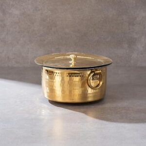 Brass Patila for Cooking | 100% Pure Brass Round Heavy Bottom | Tapeli/Patila/Bh