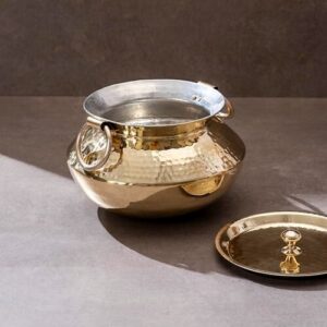 Brass Patili with Lid and Handles for Cooking Teflon Free Degchi 3L Brass Biryan
