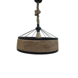 LumaCraft Basket Decorative Ceiling Hanging Light Without Bulb ( Black & Brown )