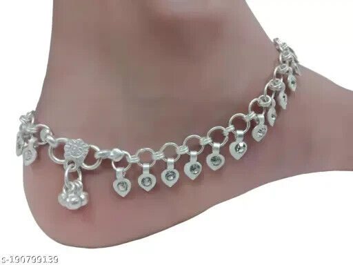 Ring Linked Pure Silver Platted Anklet Guaranteed Long Life Silver Payal Pajeb e | eBay
