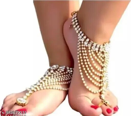 Indian Bridal Jewelry Set Kundan Jewelry Set Anklet Payjeb Paijeb Payal c | eBay