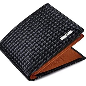 Printed Black & Orange Leather Wallet for Men